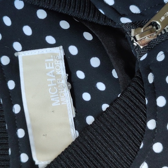 Michael Kors Black and White Polka Dot Bomber Jacket - Picture 3 of 11